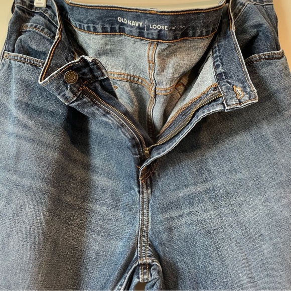 Old Navy Loose Jeans Men's Size 44x32 Denim Pants Leg Edge Unraveling Fraying - Picture 3 of 6